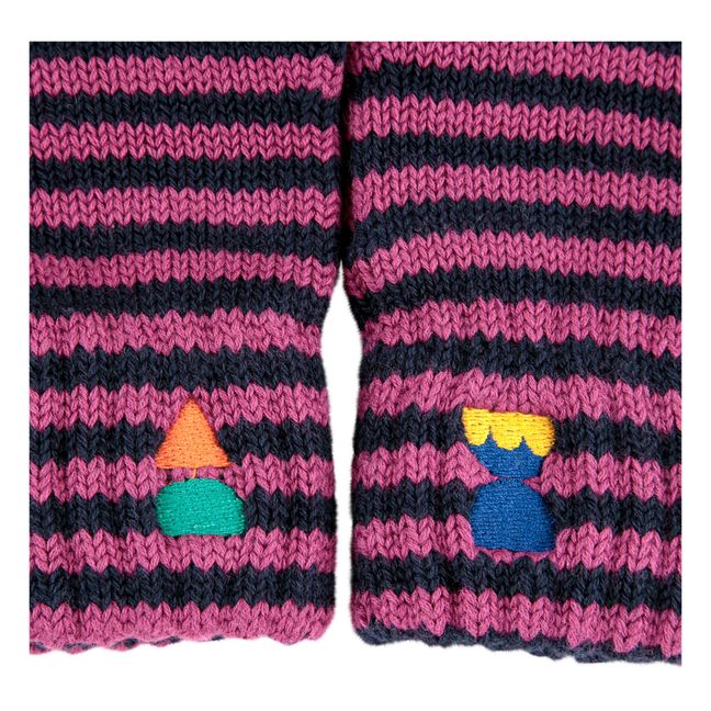 Gants Rayures | Rose fuschia