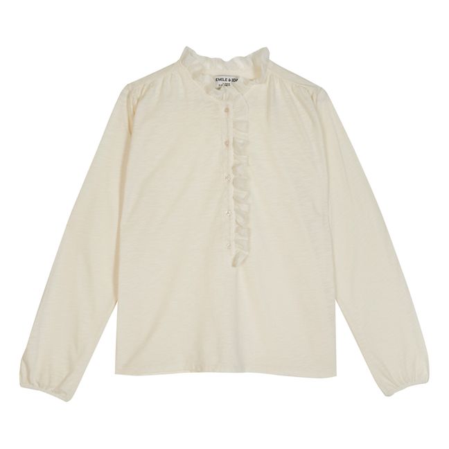 Yaffa Flame Organic Cotton Slub T-shirt - Women’s Collection  | Ecru