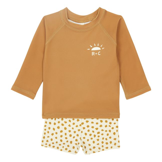Camiseta con protección UV + shorts estampados | Camel