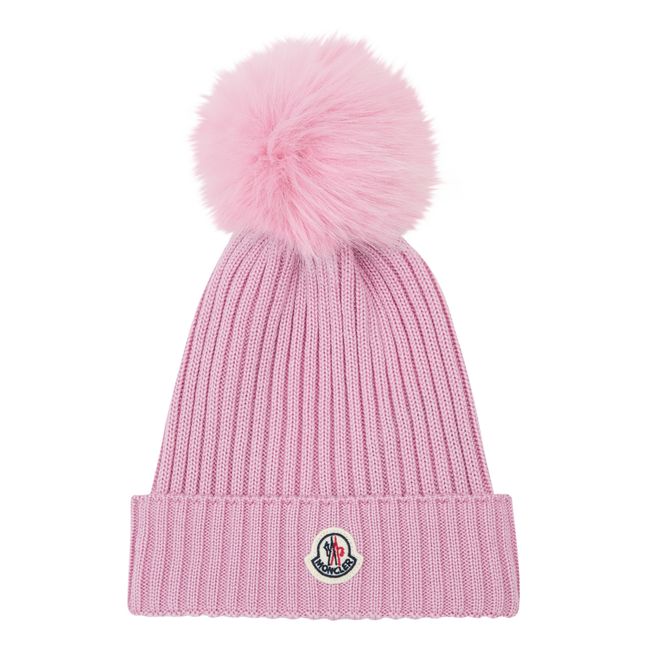 Bonnet à Pompon Fourrure | Rose pâle
