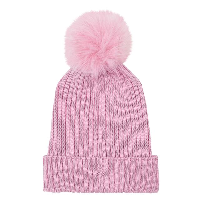 Fur Bobble Hat | Pale pink
