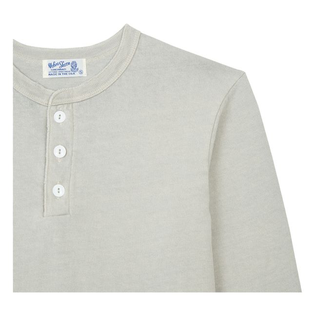 Camiseta de manga larga de algodón orgánico Henley | Gris