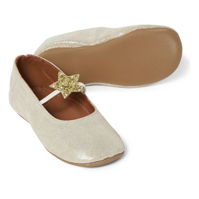 Elasticated Star-Print Ballet Slippers | Beige