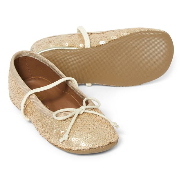 Chaussons Ballerines Nœud Elastique | Doré