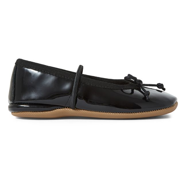 Elasticated Ballet Slippers with Bow | Black
