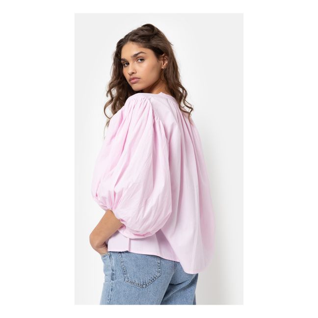 Blusa de popelina de algodón | Rosa