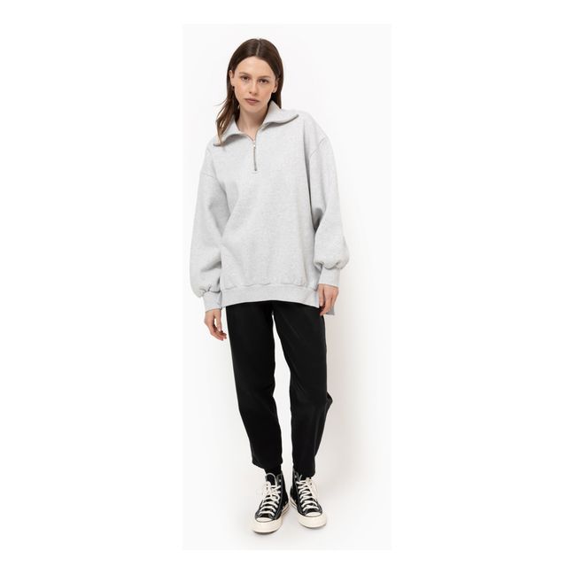 Sudadera oversize con cremallera Iflower | Gris Jaspeado