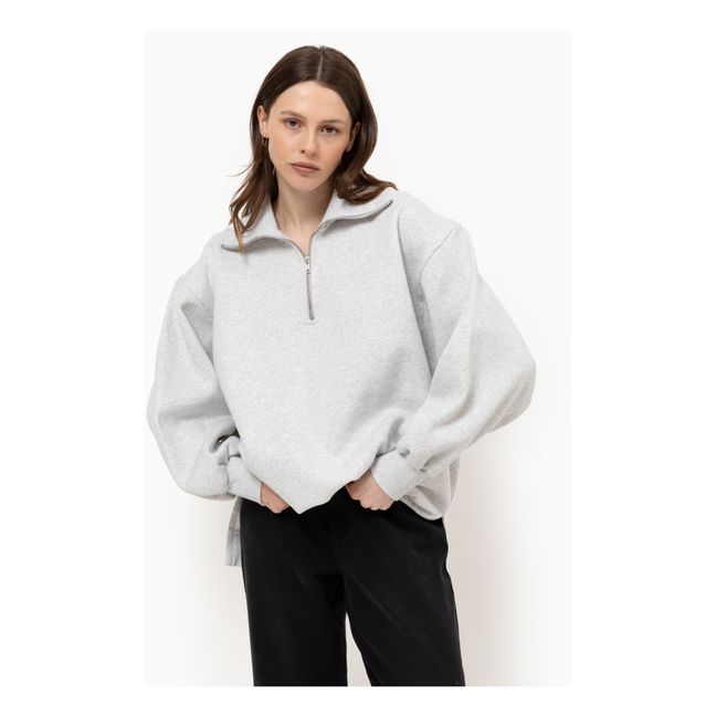 Sweat Zippé Iflower Oversize | Gris chiné