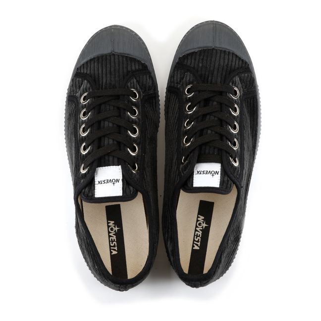Star Master Corduroy Velvet Lace-up Sneakers | Black