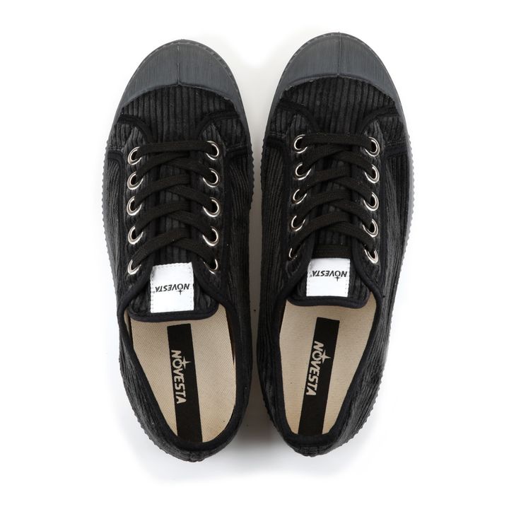 Star Master Corduroy Velvet Lace Up Sneakers | Schwarz- Produktbild Nr. 2