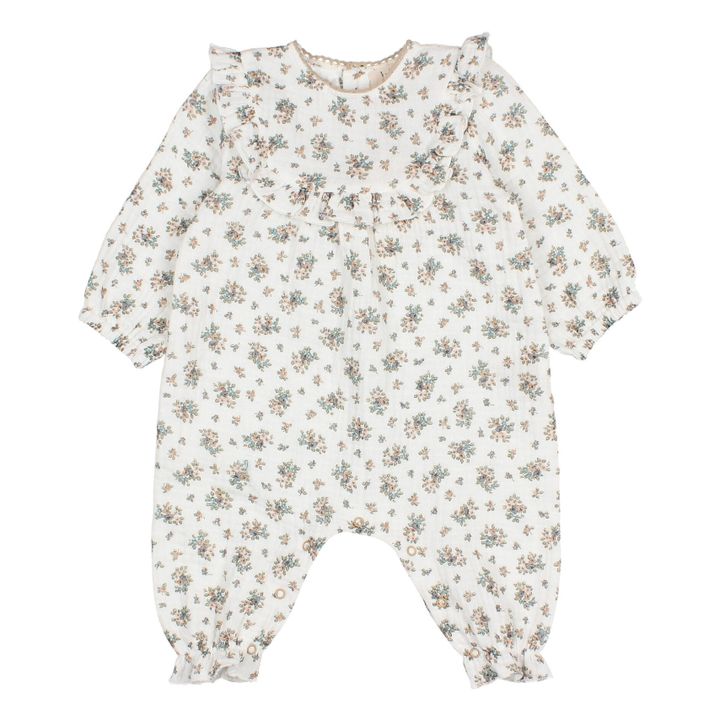 Búho Bouquet Organic Cotton Gauze Jumpsuit White Smallable