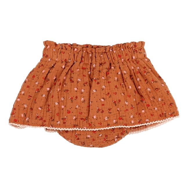 Jupe-Bloomer Gaze de Coton Bio Garden | Rouille