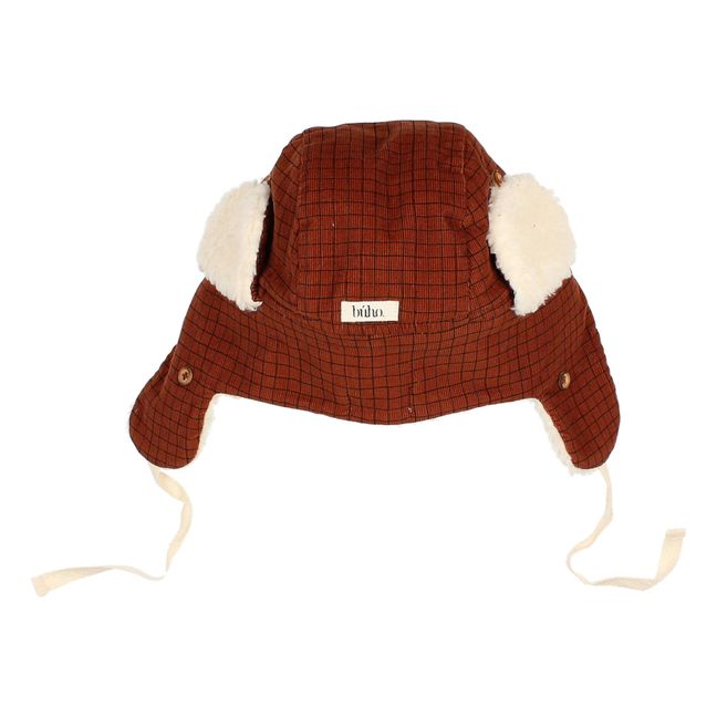 Chapka a quadri in velluto Milleraies | Rosso mattone