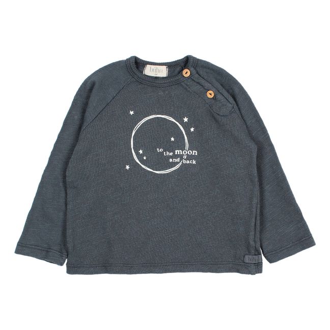 T-Shirt in cotone organico fiammato Lune | Blu notte