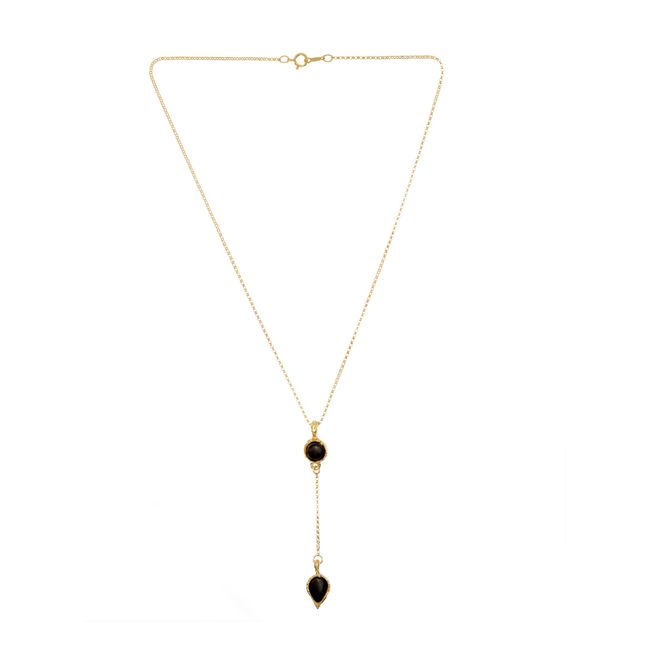 The Midnight Rocks Onyx long necklace | Gold