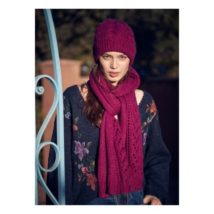Bonnet tricoté rose fushia femme