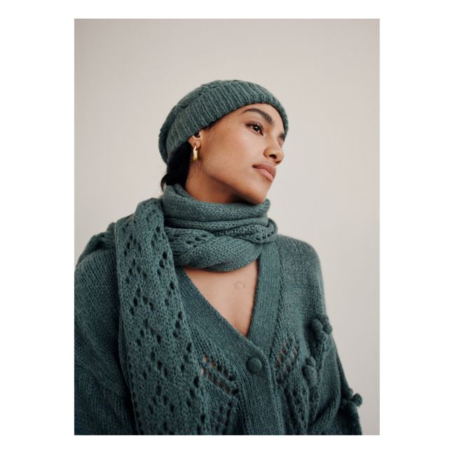 Echarpe Mérinos et Mohair Giulia - Collection Femme  | Bleu Vert