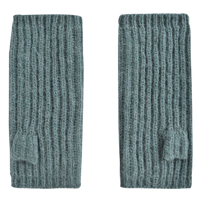 Halbhandschuhe Mohair und Merinowolle Zeliette - Damenkollektion  | Blaugrün