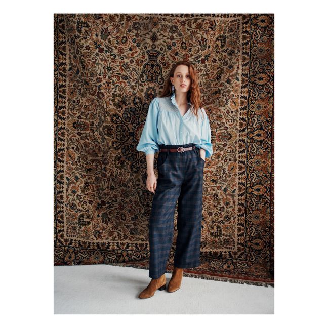 Abuelo Checkered Trousers - Women's collection  | Navy blue