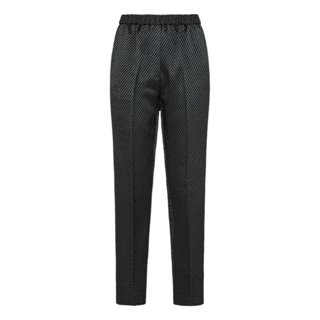 Pantaloni in lana vergine con cuciture elastiche | Nero