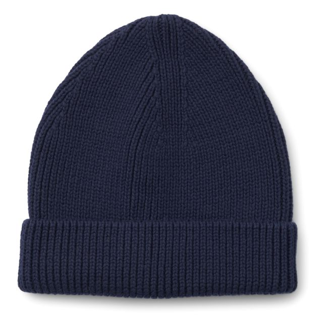 Bonnet Coton Bio Côtelé Ezra | Bleu marine