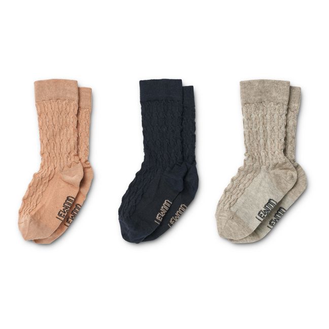 Pack of 3 Pairs Flavio Braided Socks | Pale pink