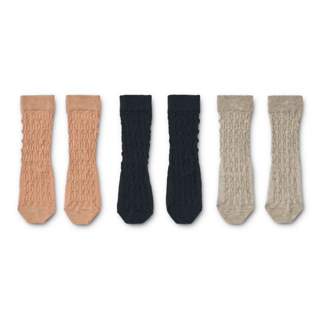 Lot 3 Paires Chaussettes Tressées Flavio | Rose pâle