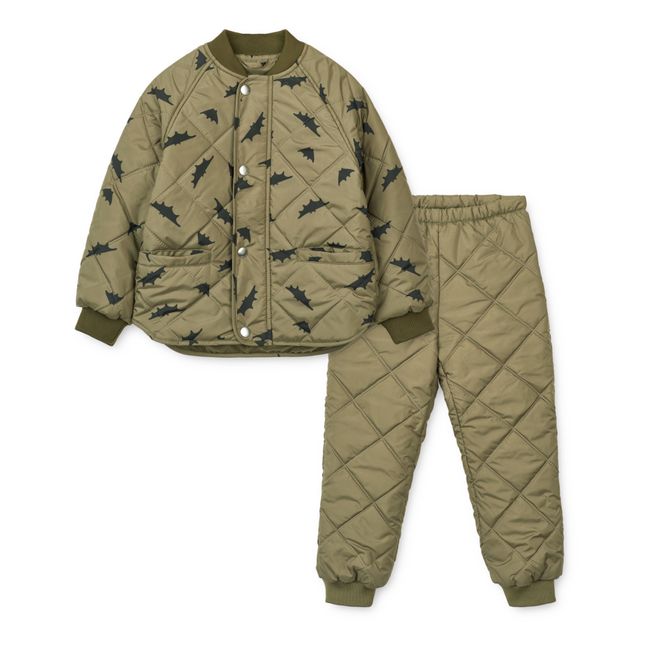 Jacke + Jogger aus recyceltem Material Wattiert Fledermaus Anniston | Khaki