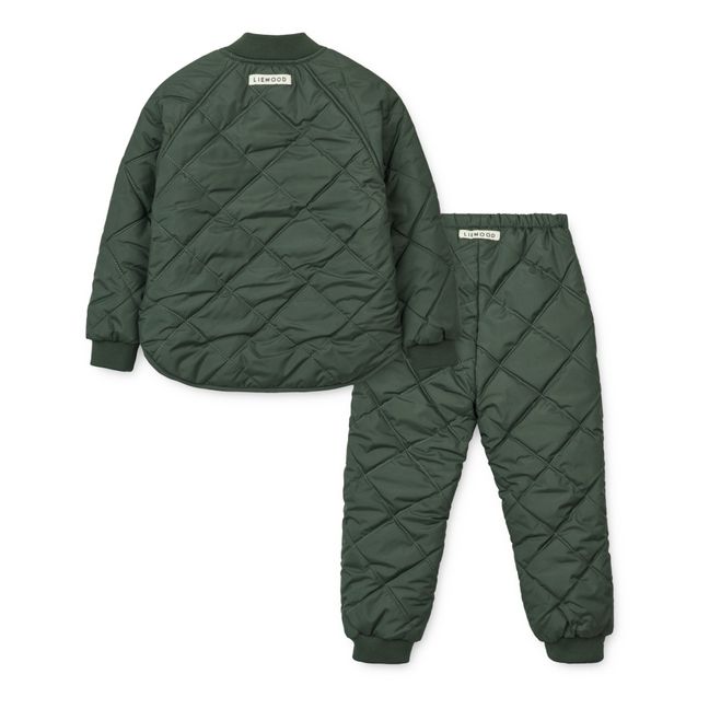 Anniston Quilted Recycled Materials Jacket + Jogger | Chrome green