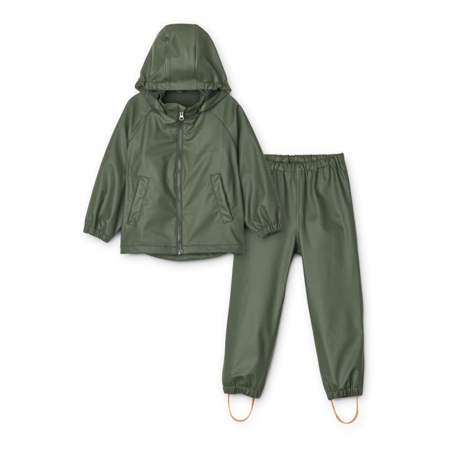 Giacca Impermeabile + Pantaloni in Materiali Riciclati Moby | Verde foresta