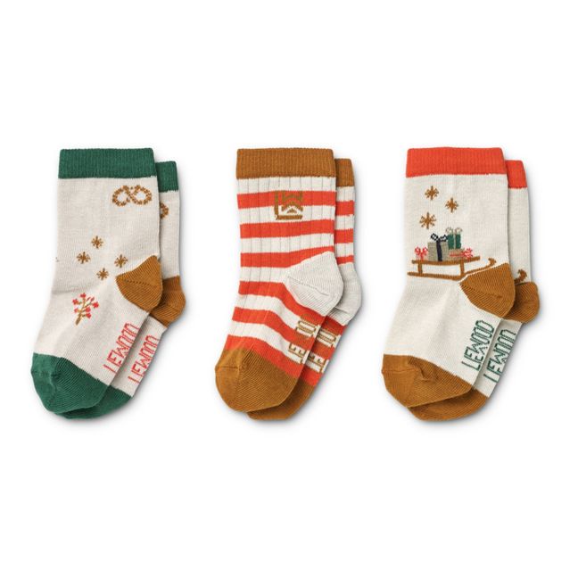 3 Pairs Holiday Silas Socks | Ecru