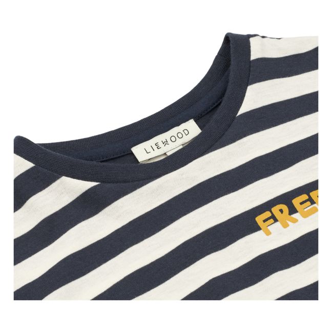 T-Shirt Manches Longues Coton Bio Rayé Apia | Azul Marino