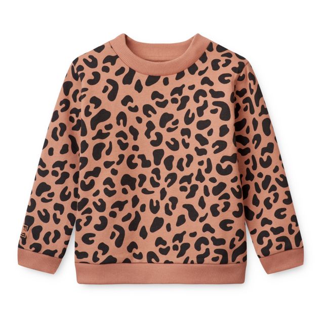 Sweatshirt aus Bio-Baumwolle Leopard Thora | Rosa