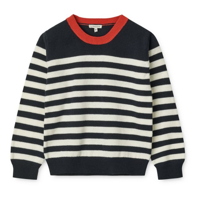 Pull Coton Bio Rayé Omaha | Bleu marine