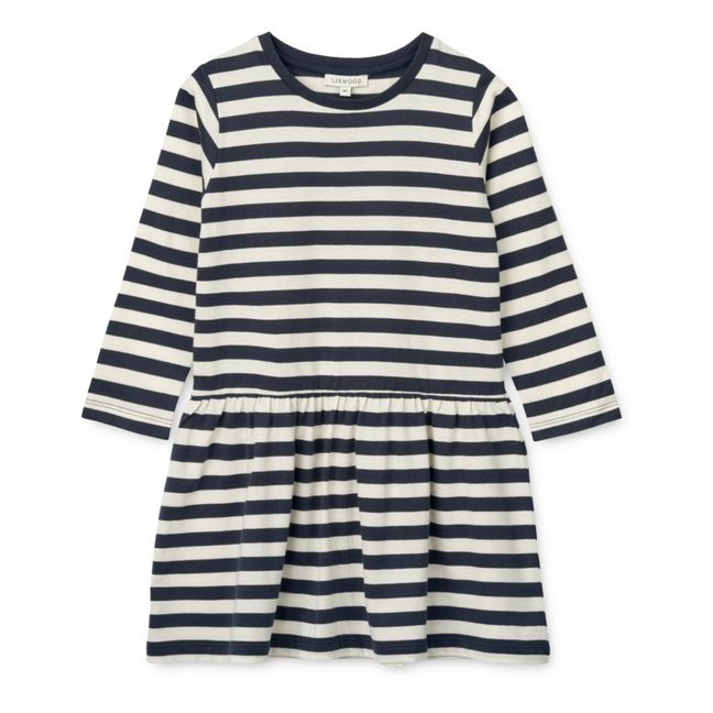 Striped Organic Cotton Dress Lima | Navy blue