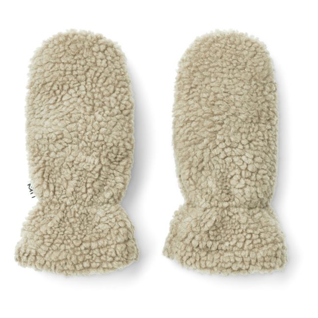 Grethe fur-look recycled material mittens | Beige