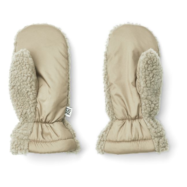 Grethe fur-look recycled material mittens | Beige