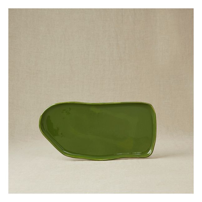 Glazed Stoneware Display Dish | Khaki