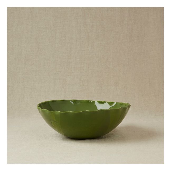Glazed Stoneware Salad Bowl | Verde militare