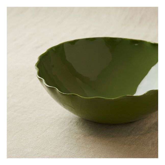 Glazed Stoneware Salad Bowl | Khaki
