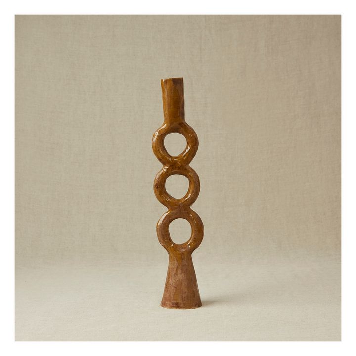 Kerzenhalter aus Steingut | Khaki- Produktbild Nr. 0