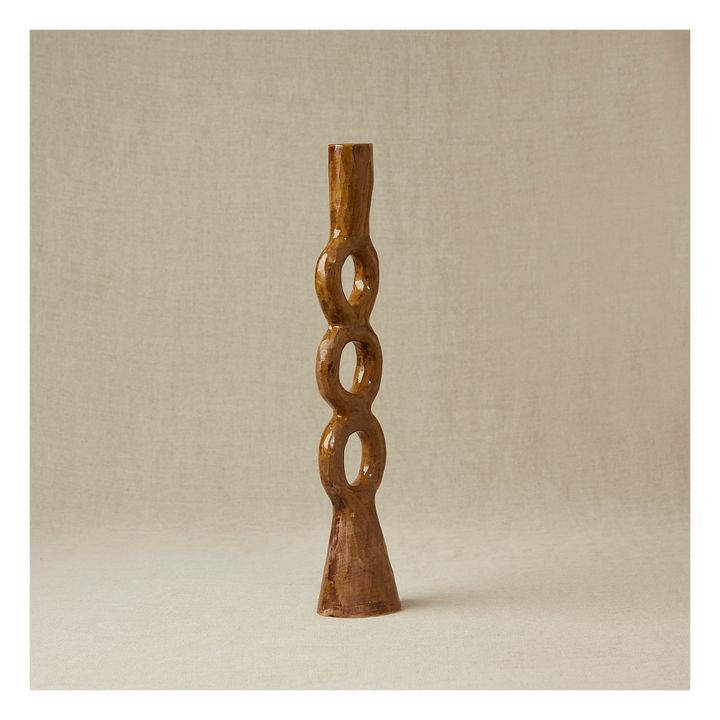 Kerzenhalter aus Steingut | Khaki- Produktbild Nr. 3