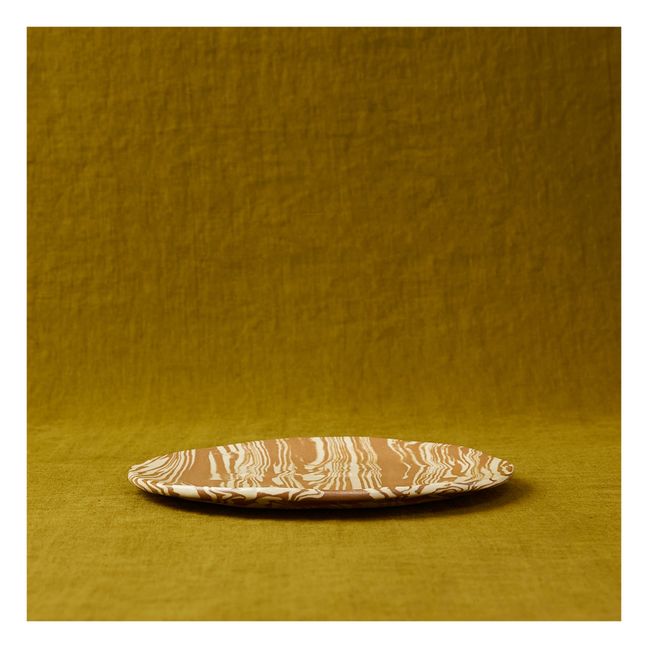 Assiettes en terre melée - Set de 2 | Marbré brun