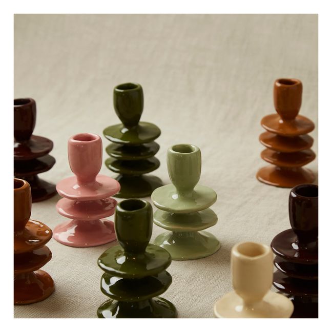 Kerzenhalter aus Keramik | Cremefarben
