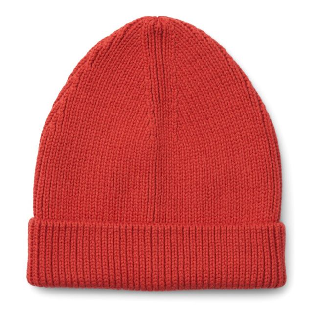 Bonnet Coton Bio Côtelé Ezra | Rouge