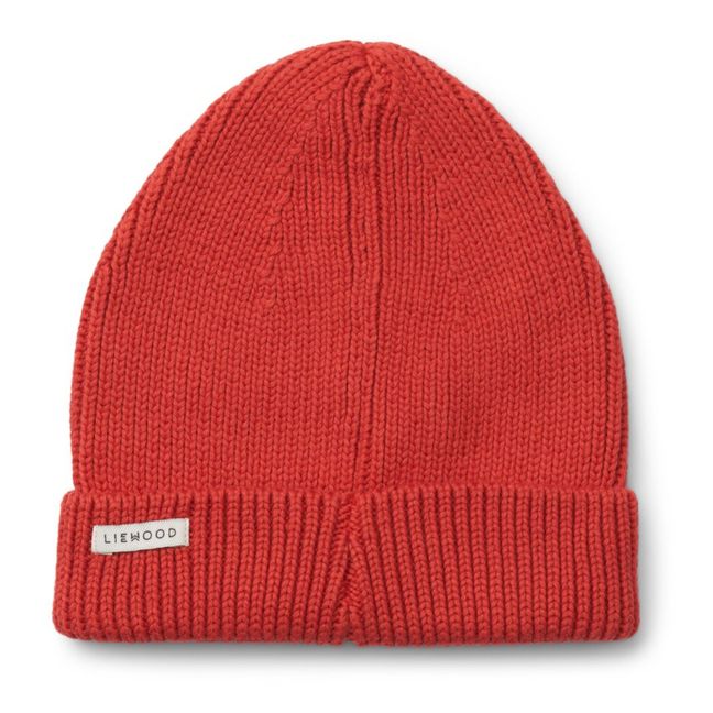 Bonnet Coton Bio Côtelé Ezra | Rojo