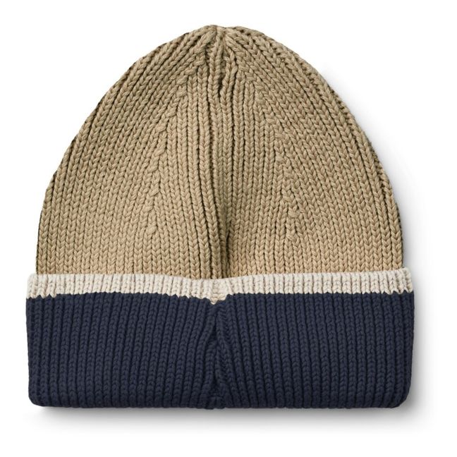 Bonnet Coton Bio Côtelé Bicolore Ezra | Blau