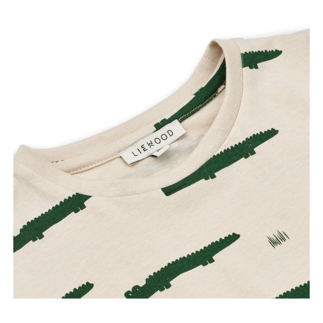 Camiseta de algodón orgánico Cocodrilos Apia | Verde