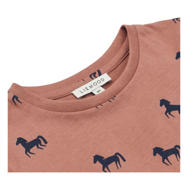 T-Shirt Coton Bio Chevaux Apia | Rosa antico