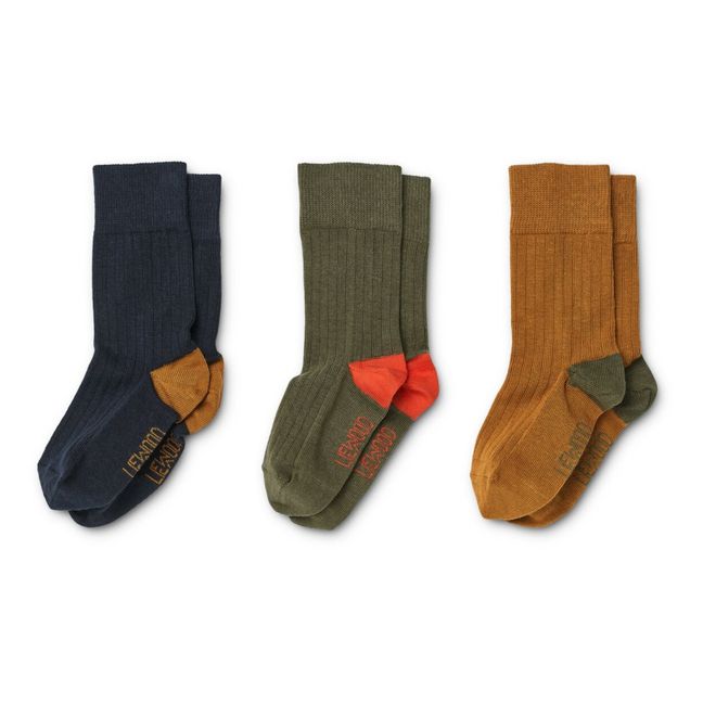Lorenzo 3-pack Ribbed Socks | Navy blue